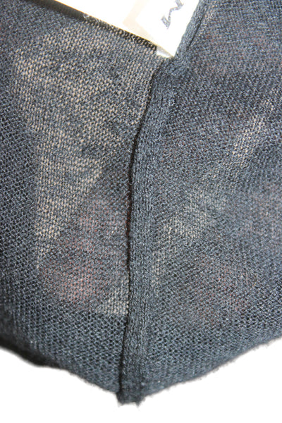 Lanvin Unisex Cardigan Black Mock Neck Button 3/4 Sleeve Designer Size M