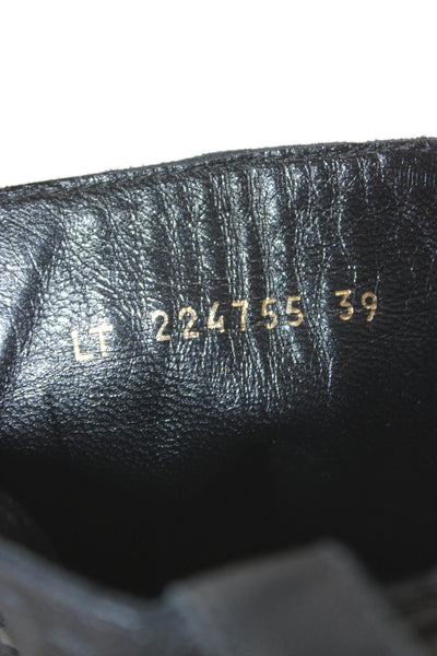 Yves Saint Laurent Womens Leather Stretch Inset Mid Calf Boots Black Size 39 9