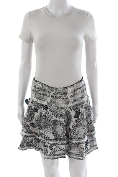 Poupette St. Barth Womens White Floral Viscose Flare Peasant Skirt Short Size M