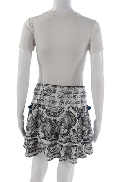 Poupette St. Barth Womens White Floral Viscose Flare Peasant Skirt Short Size M