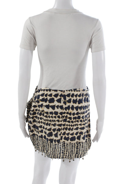 Zara Womens Mini Wrap Skirt Beige Animal Print Cotton Short Size L