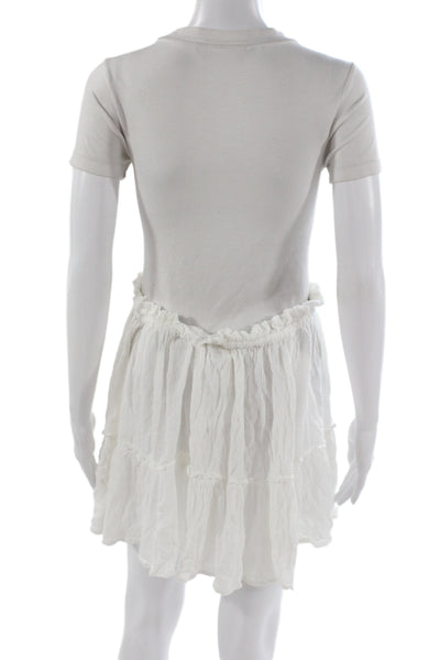 Elan Womens Peasant Mini Skirt White Rayon Short Size L
