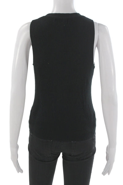 Naadam Women Black Silk Cashmere V Neck Sleeveless Basic Tank Size S