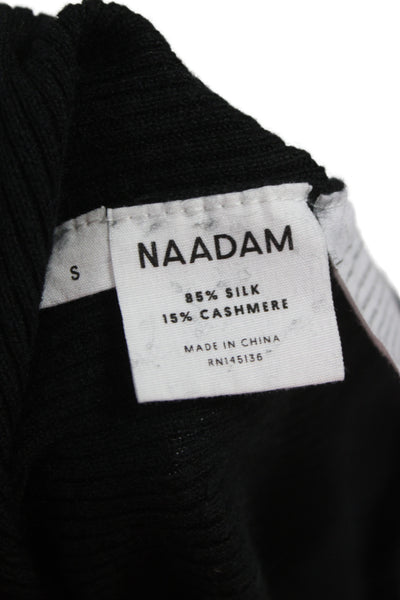 Naadam Women Black Silk Cashmere V Neck Sleeveless Basic Tank Size S