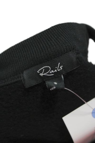 Rails Women Black Crew Neck Long Sleeve Sweatshirt Designer Petites Size S