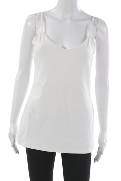 Susana Monaco Women White V Neck Camisole Sleeveless Nylon Spandex Size L