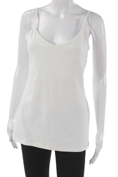 Susana Monaco Women White V Neck Camisole Sleeveless Nylon Spandex Size L
