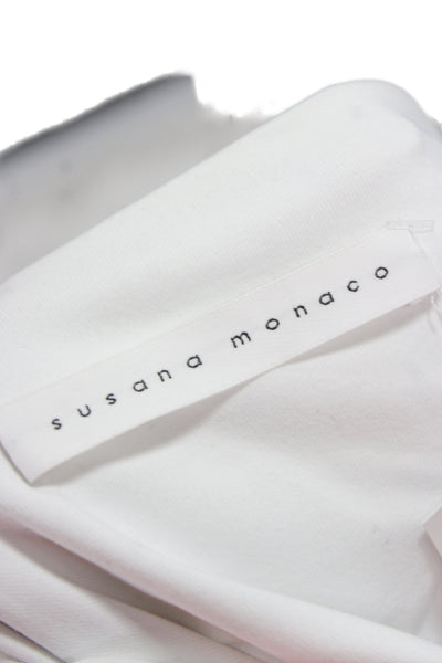 Susana Monaco Women White V Neck Camisole Sleeveless Nylon Spandex Size L
