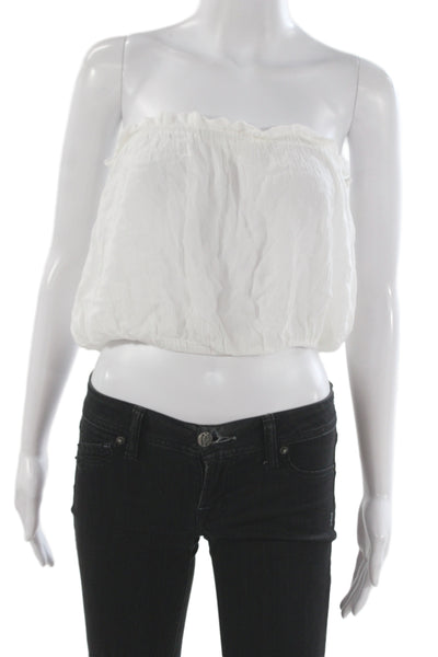 Elan Womens Cropped Sleeveless White Rayon Top Size S