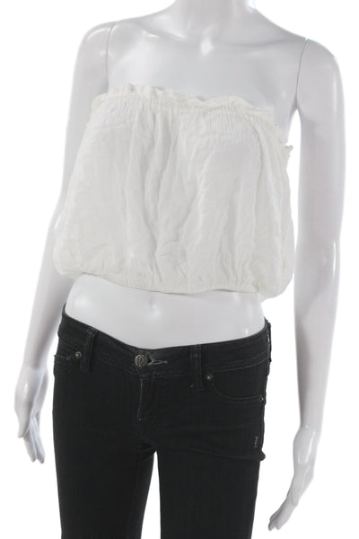 Elan Womens Cropped Sleeveless White Rayon Top Size S