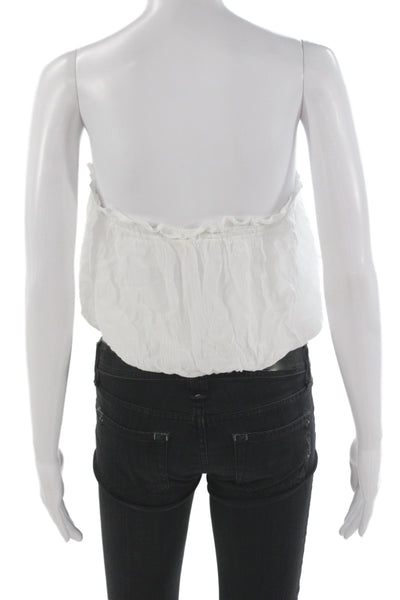 Elan Womens Cropped Sleeveless White Rayon Top Size S