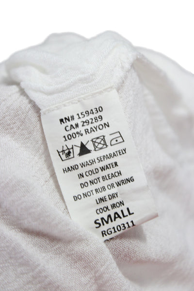 Elan Womens Cropped Sleeveless White Rayon Top Size S