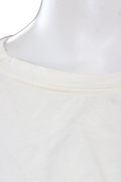 A.L.C. Womens Cropped Cotton Crew Neck T-Shirt White Short Sleeve Size M