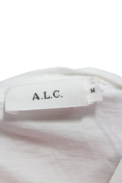 A.L.C. Womens Cropped Cotton Crew Neck T-Shirt White Short Sleeve Size M