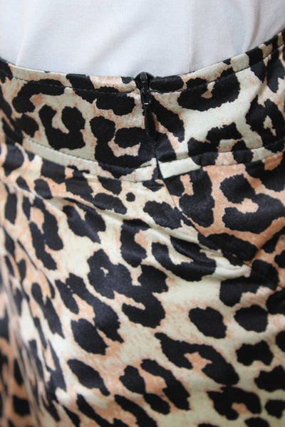 Ganni Womens A-Line Maxi Skirt Beige Animal Print Polyester Size XS