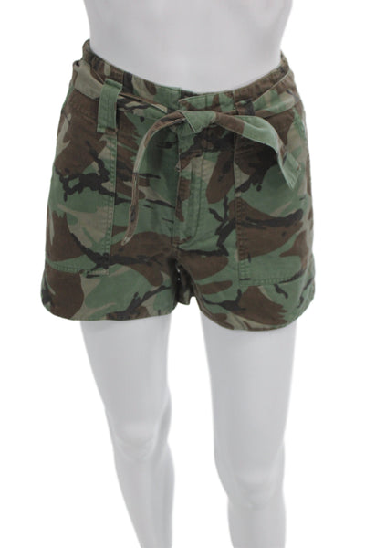 Les Coyotes De Paris Unisex Cargo Green Camouflage Shorts Size 12