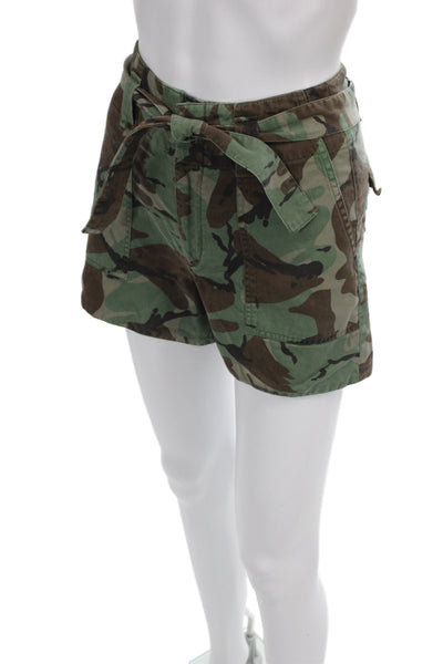 Les Coyotes De Paris Unisex Cargo Green Camouflage Shorts Size 12