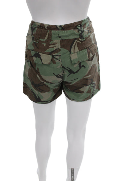 Les Coyotes De Paris Unisex Cargo Green Camouflage Shorts Size 12