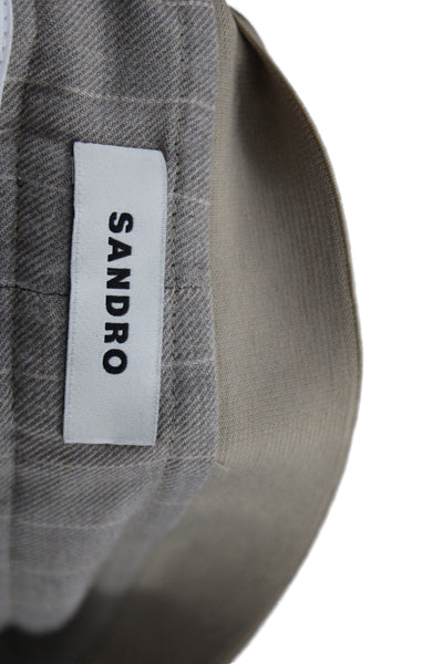 Sandro Unisex Cropped Striped Dress Pants Beige Cotton Polyester Size 34