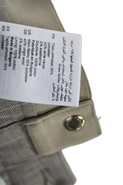 Sandro Unisex Cropped Striped Dress Pants Beige Cotton Polyester Size 34