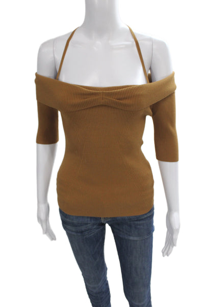 Bailey 44 Women Brown Tie Neck 3/4 Sleeve Blouse Viscose Blend Size XS