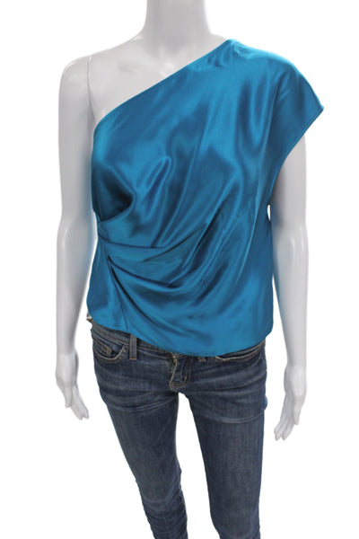 Michelle Mason Womens Blue Silk Blouse Sleeveless Size 0