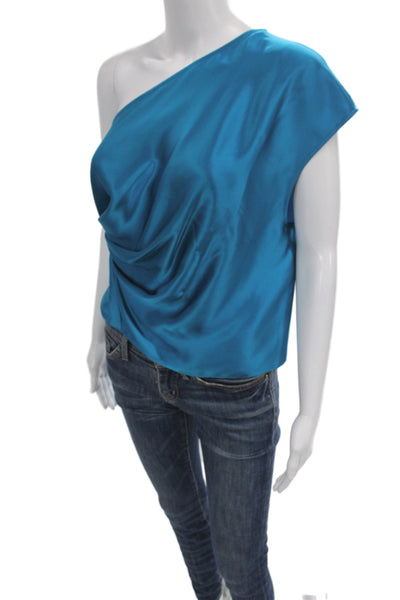 Michelle Mason Womens Blue Silk Blouse Sleeveless Size 0
