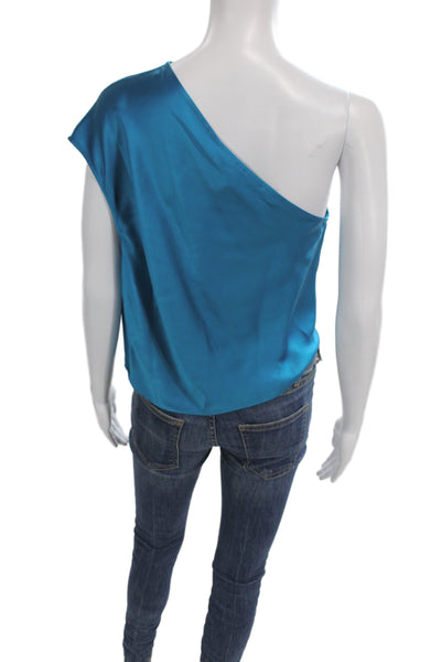 Michelle Mason Womens Blue Silk Blouse Sleeveless Size 0