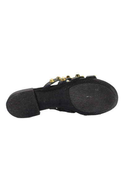Balenciaga Womens Studded Slide On Sandals Black Size 35 5