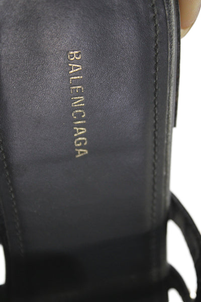 Balenciaga Womens Studded Slide On Sandals Black Size 35 5