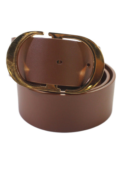 Christian Dior Womens Leather Monogram Buckle Belt Brown Size S