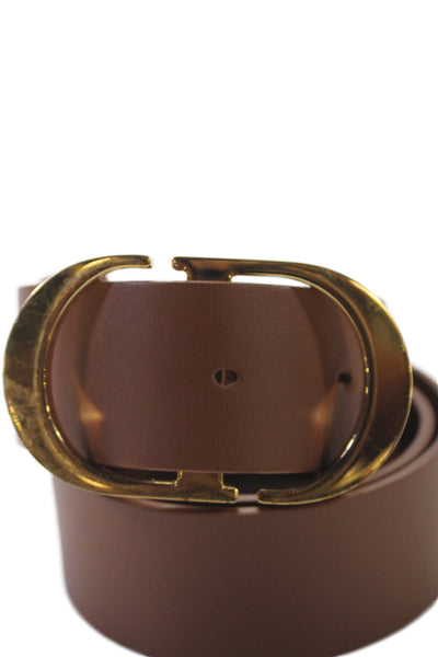 Christian Dior Womens Leather Monogram Buckle Belt Brown Size S