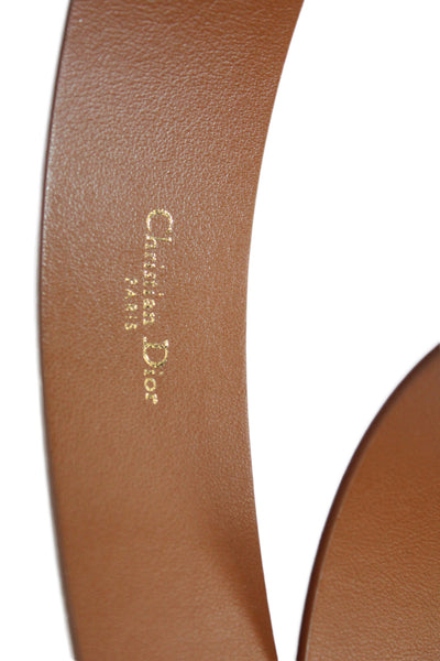 Christian Dior Womens Leather Monogram Buckle Belt Brown Size S