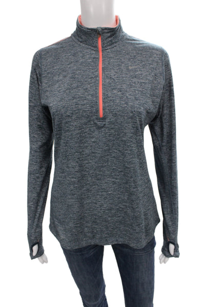 Nike Womens Pullover Sweatshirt Dark Gray Mock Neck Zip Size M