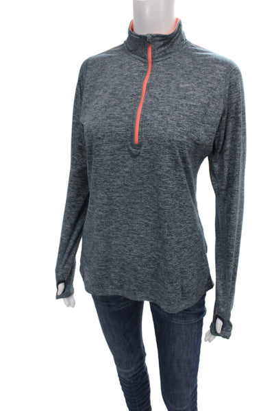 Nike Womens Pullover Sweatshirt Dark Gray Mock Neck Zip Size M