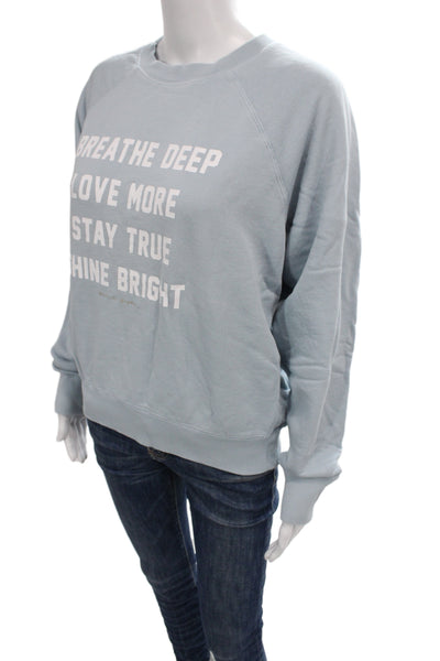 Spiritual Gangster Women Pullover Sweatshirts Light Blue Cotton Crewneck Size M
