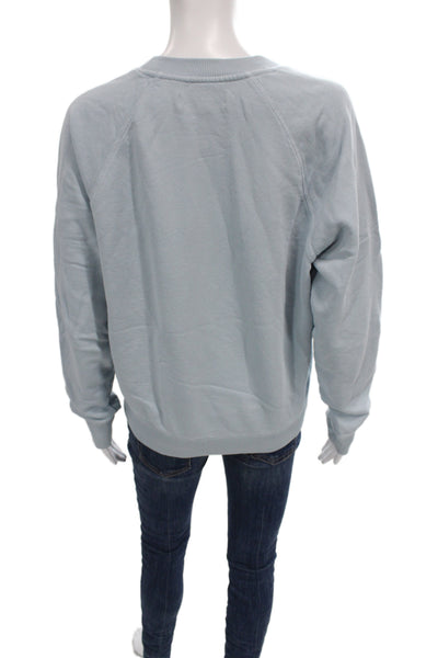 Spiritual Gangster Women Pullover Sweatshirts Light Blue Cotton Crewneck Size M