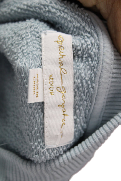 Spiritual Gangster Women Pullover Sweatshirts Light Blue Cotton Crewneck Size M