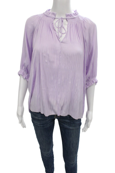 Current Air Womens Tunic Blouse Purple 3/4 Sleeve Polyester Boho Size S