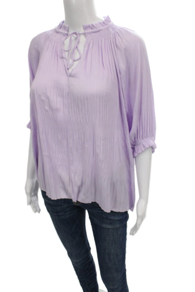 Current Air Womens Tunic Blouse Purple 3/4 Sleeve Polyester Boho Size S