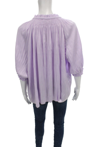 Current Air Womens Tunic Blouse Purple 3/4 Sleeve Polyester Boho Size S