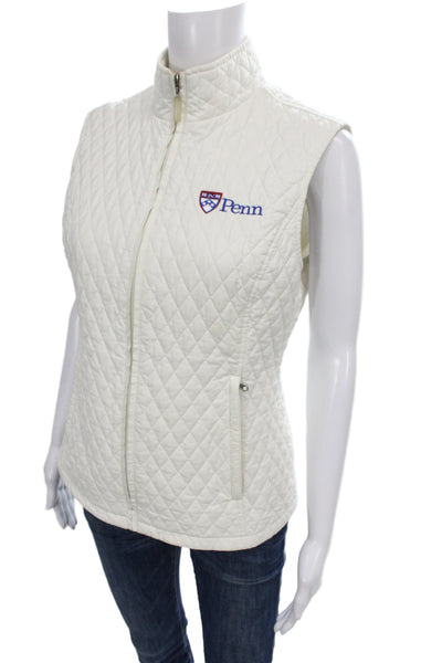 Cutter & Buck Womens Quilted Argyle Zip Vest White Petite Size S