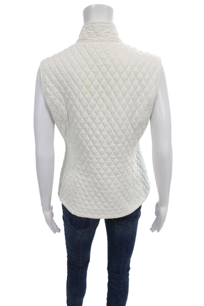 Cutter & Buck Womens Quilted Argyle Zip Vest White Petite Size S