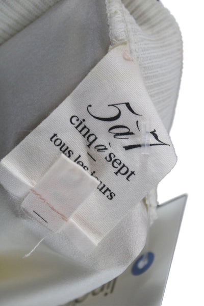 Cinq à Sept Women Silk Sleeveless Tank Crew Neck White Classic Size XS
