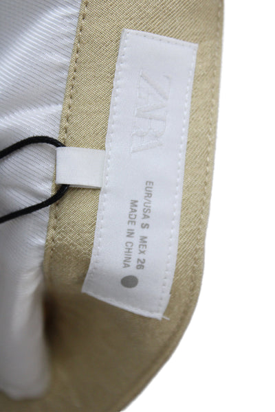 Zara Unisex Dress Pants Beige Viscose Polyamide Polyester Size S