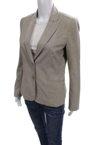 Theory Womens Basic Jacket Beige Wool Button Long Sleeve Size 4