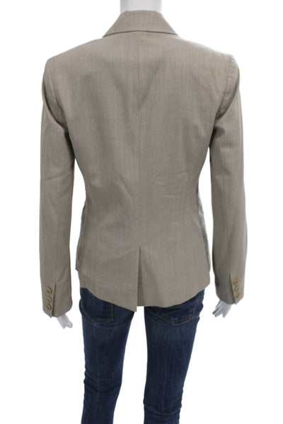 Theory Womens Basic Jacket Beige Wool Button Long Sleeve Size 4