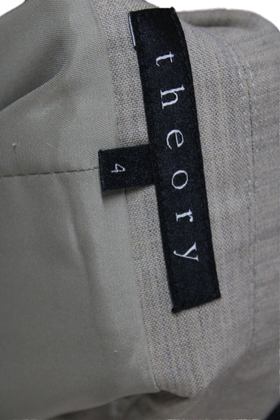 Theory Womens Basic Jacket Beige Wool Button Long Sleeve Size 4