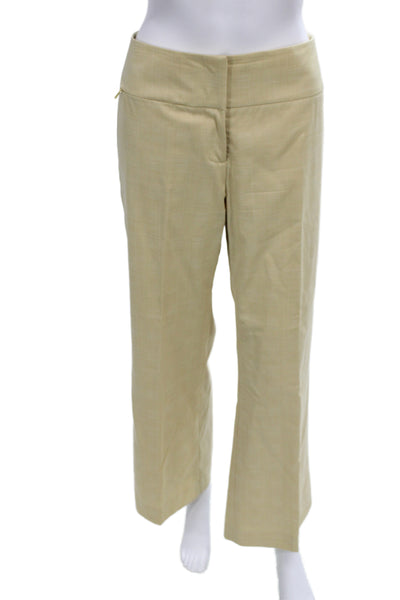 Magaschoni Women Dress Pants Beige Wool Check Size 6