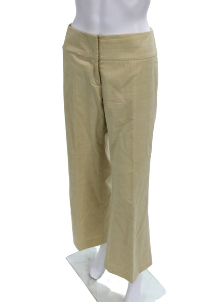 Magaschoni Women Dress Pants Beige Wool Check Size 6